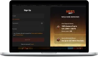 HadesBet welcome offer on a computer screen